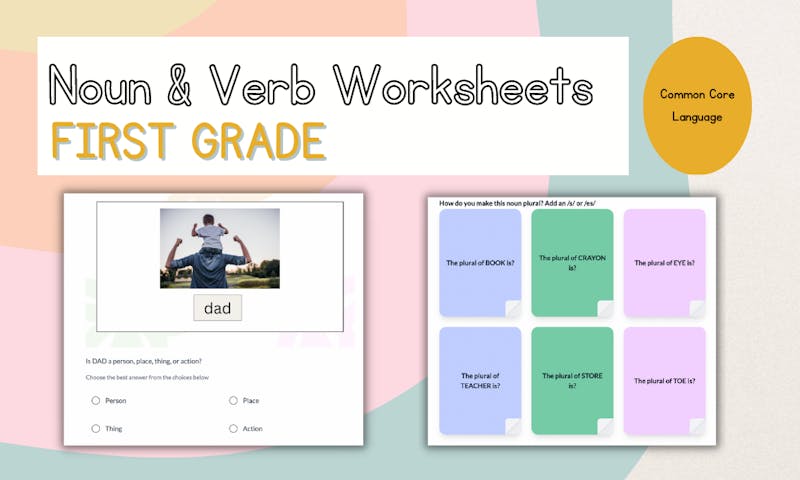 nouns and verbs worksheets first grade